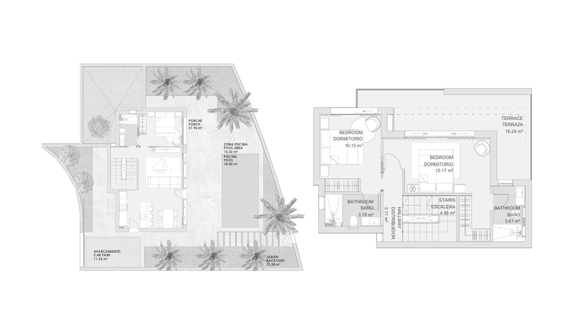 Villa floor plan, 3 bedrooms in Santa Rosalia No. 7